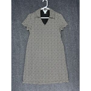Y2K Motherhood Maternity Dress Black Beige Geometric Size S Collar Rockabilly